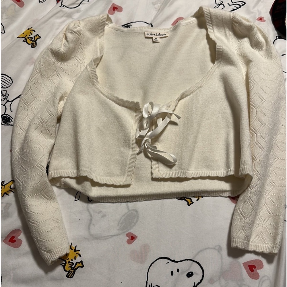 For Love & Lemons Scalloped Heart Pointelle Sweater